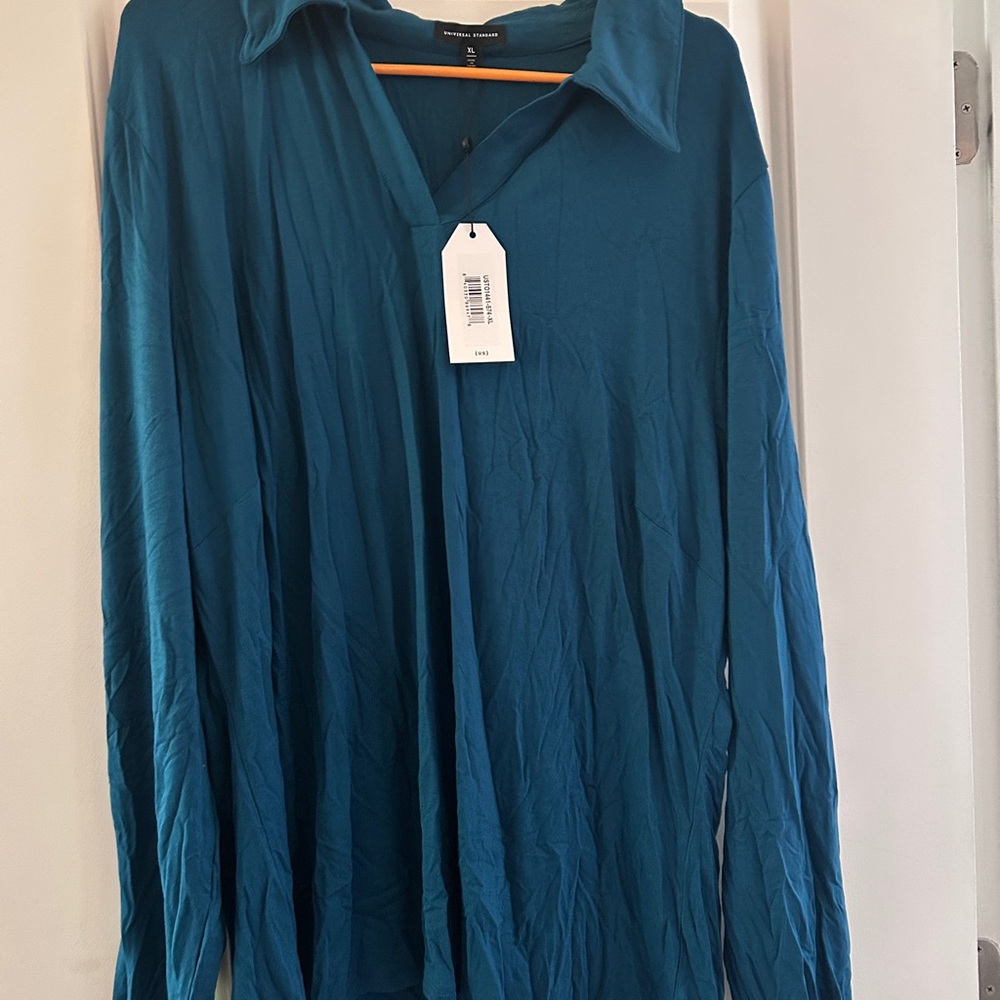 Universal Standard Teal V-Neck Blouse